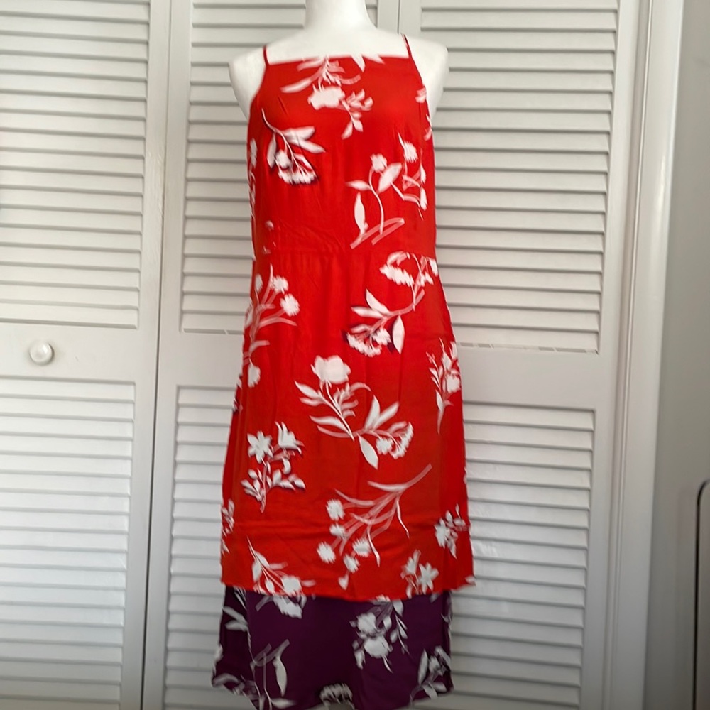 Ann Taylor Petite two tone midi dress.